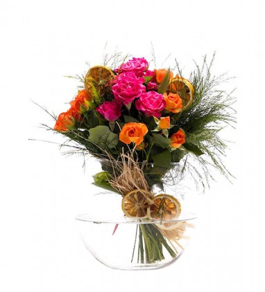 Turuncu Fuşya Çardak Güller